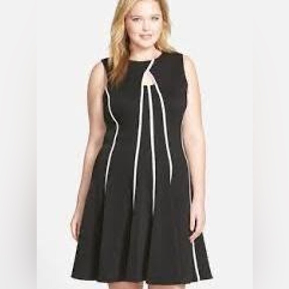 Gabby Skye Dresses & Skirts - Gabby Skye Black Midi Dress with White Stripes
